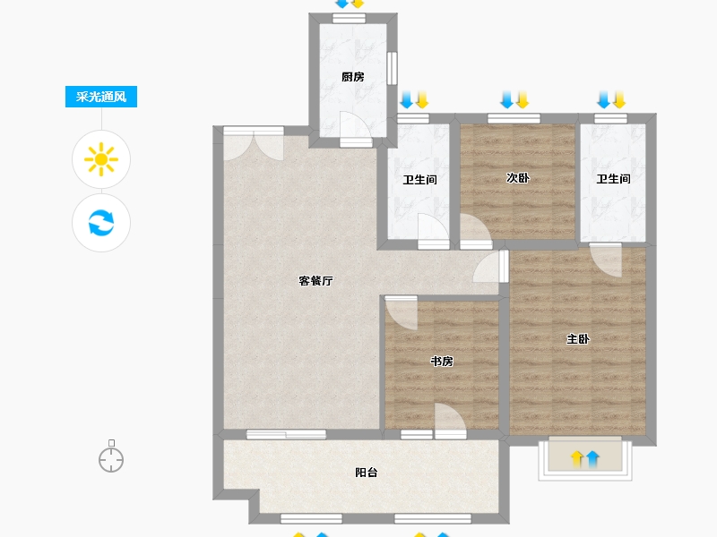 河北省-保定市-中冶未来城-90.00-户型库-采光通风