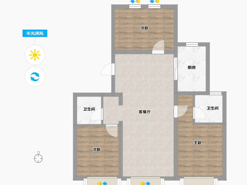 河北省-保定市-爱情城-75.38-户型库-采光通风