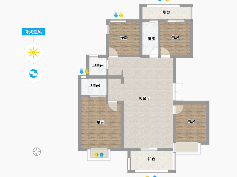 山东省-济南市-昌建·君悦府-99.52-户型库-采光通风