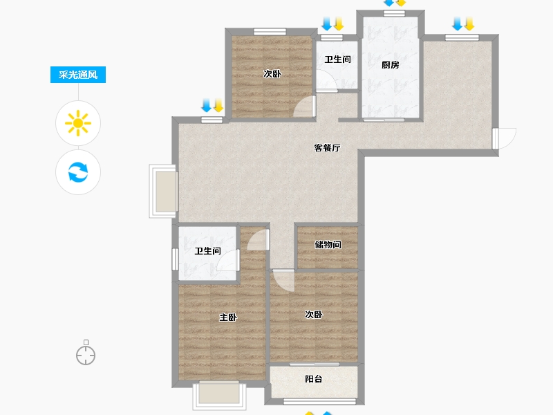 江苏省-无锡市-新丰苑-144.45-户型库-采光通风