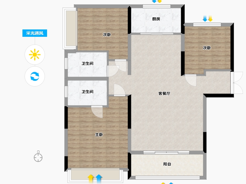 河南省-信阳市-信合江南里-120.00-户型库-采光通风