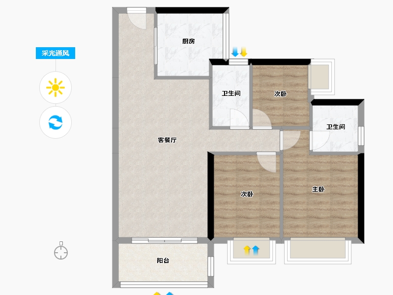 广东省-东莞市-碧桂园·瑜璟臺-78.10-户型库-采光通风