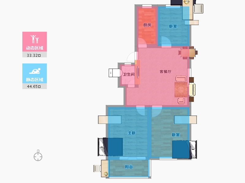 江苏省-南京市-宁工新寓—村-67.05-户型库-动静分区