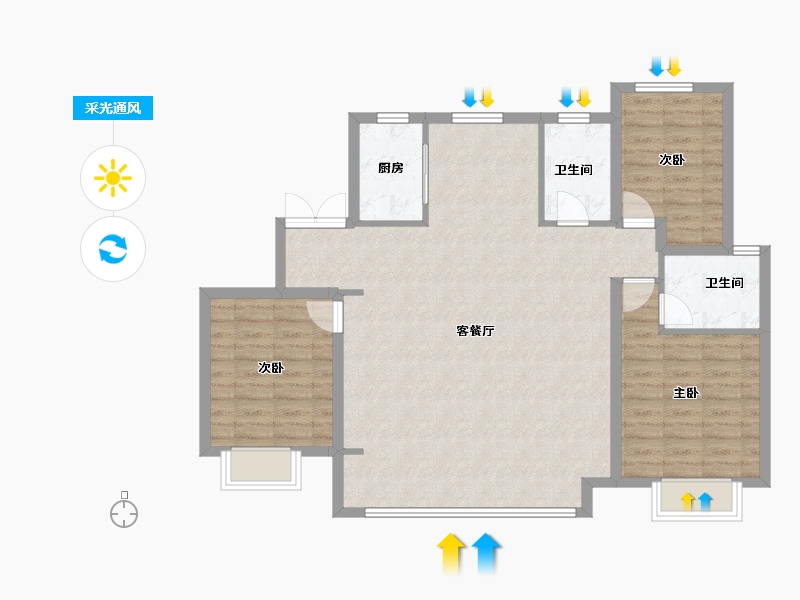 河北省-保定市-嘉禾·复兴公馆-103.72-户型库-采光通风