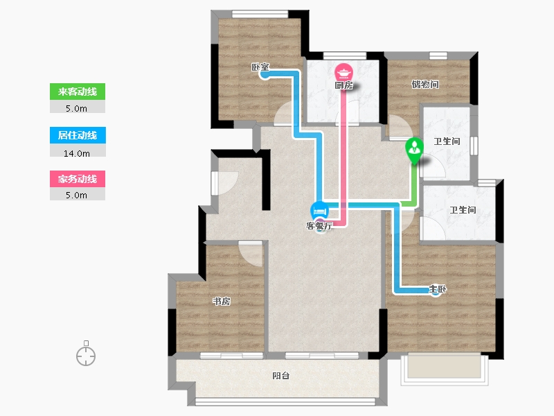 浙江省-宁波市-美的海畔云城-92.00-户型库-动静线