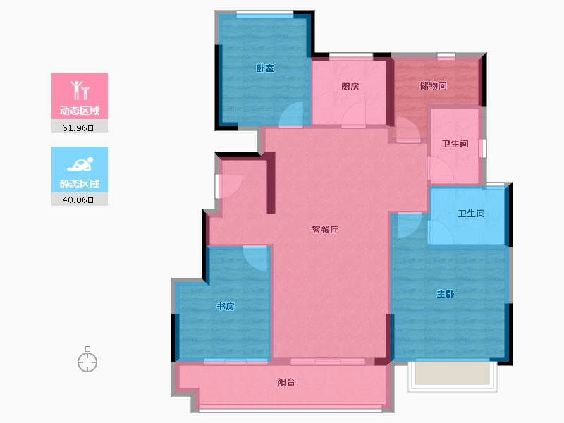 浙江省-宁波市-美的海畔云城-92.00-户型库-动静分区