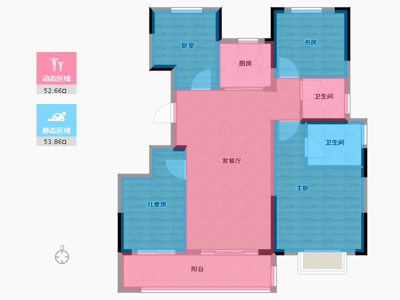 浙江省-宁波市-盛元·东江汇-96.00-户型库-动静分区