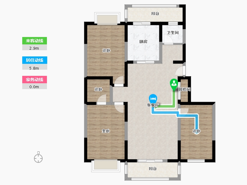 陕西省-西安市-双维花溪湾-119.00-户型库-动静线