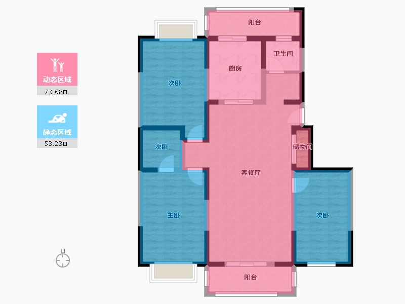 陕西省-西安市-双维花溪湾-119.00-户型库-动静分区