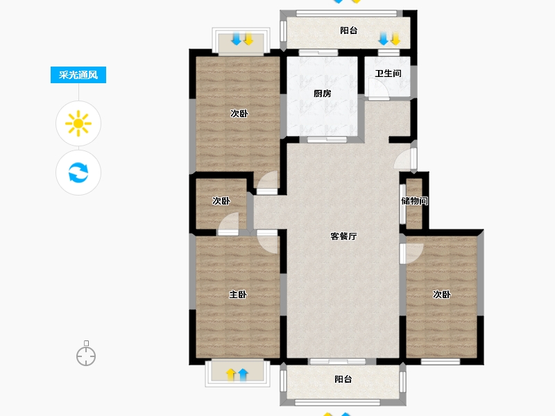 陕西省-西安市-双维花溪湾-119.00-户型库-采光通风