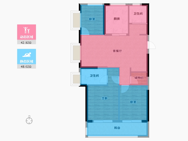 浙江省-宁波市-绿城·春风晴翠-81.93-户型库-动静分区