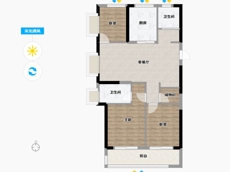 浙江省-宁波市-绿城·春风晴翠-81.93-户型库-采光通风