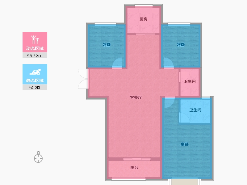 甘肃省-庆阳市-锦润名苑-90.94-户型库-动静分区