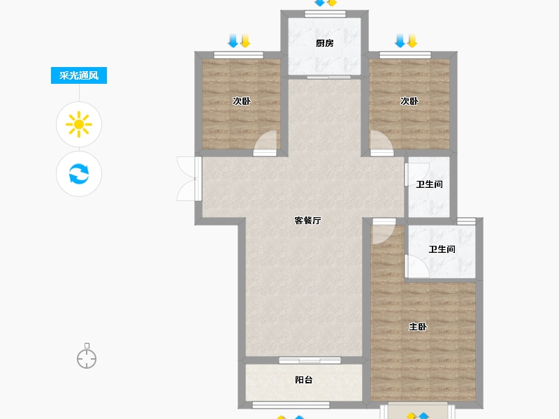 甘肃省-庆阳市-锦润名苑-90.94-户型库-采光通风