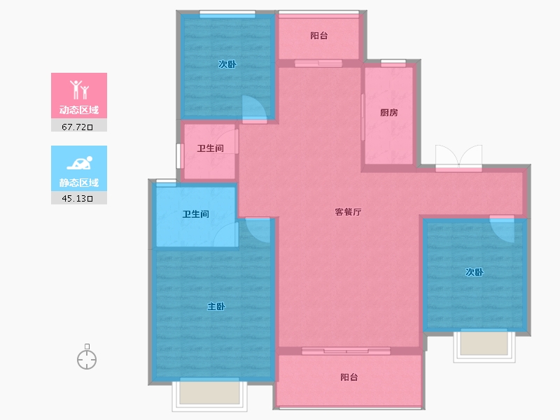 山西省-临汾市-中铁·富丽-101.69-户型库-动静分区