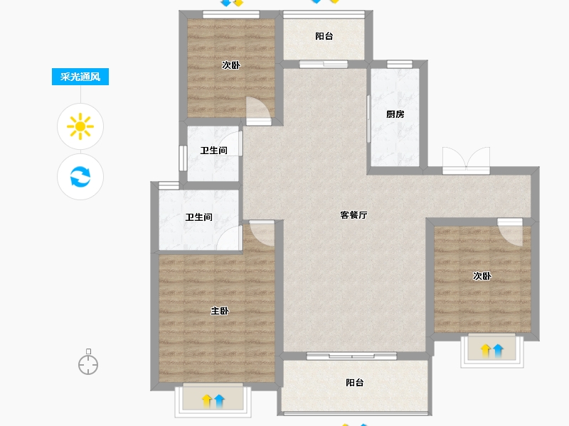 山西省-临汾市-中铁·富丽-101.69-户型库-采光通风