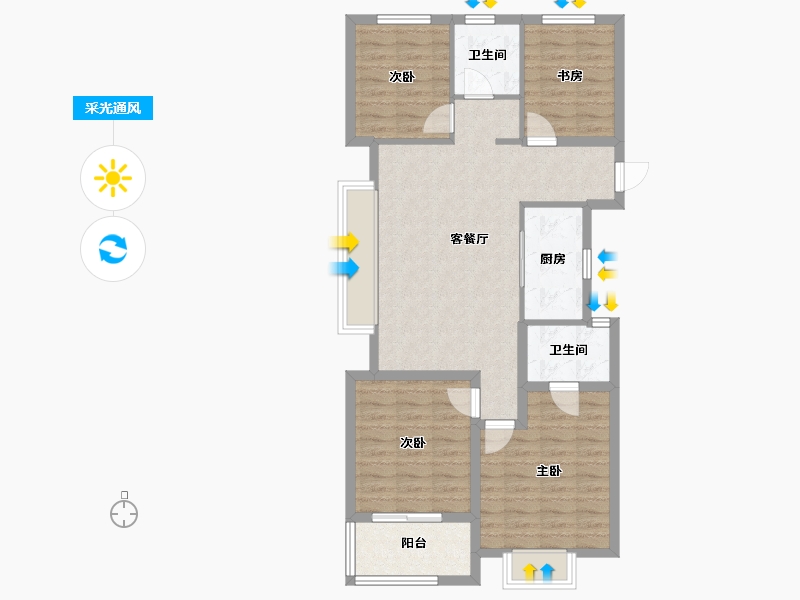 浙江省-宁波市-保利·和颂文华-88.79-户型库-采光通风