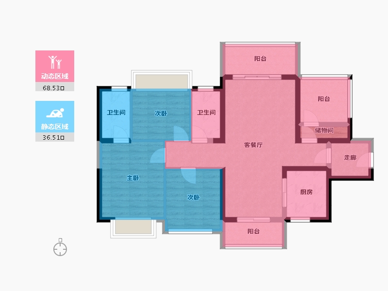 广东省-惠州市-碧桂园天熹-93.00-户型库-动静分区