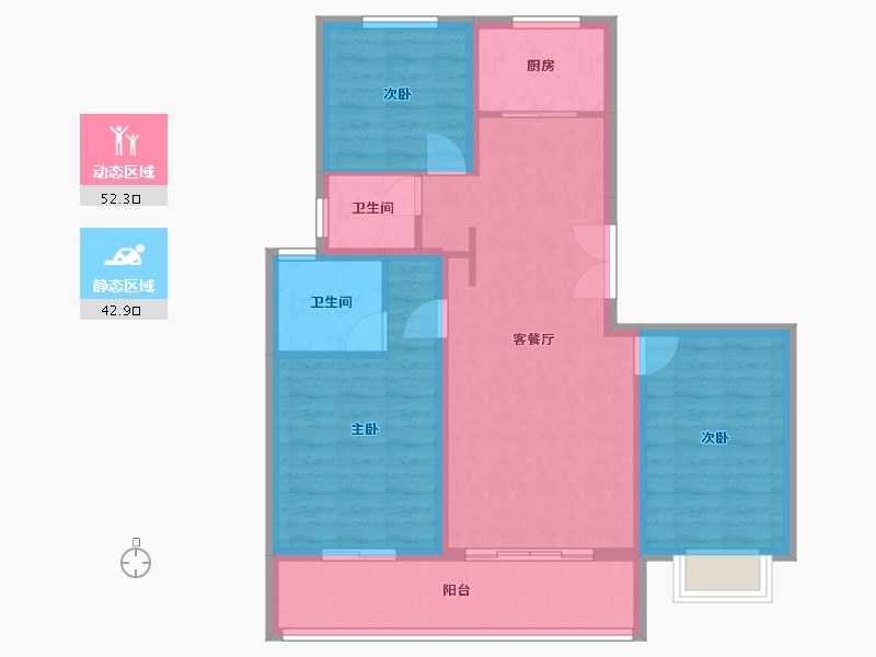 山西省-临汾市-中铁·富丽-85.16-户型库-动静分区