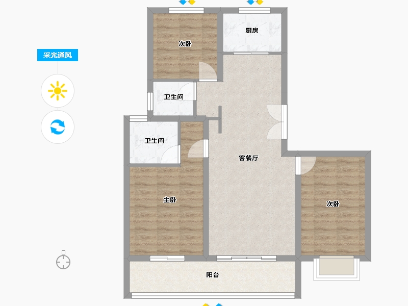 山西省-临汾市-中铁·富丽-85.16-户型库-采光通风