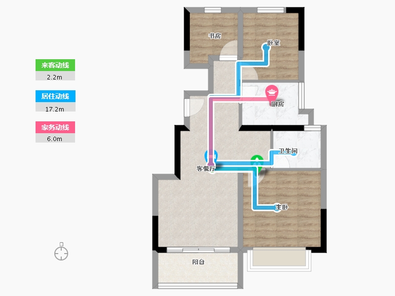 浙江省-宁波市-美的海畔云城-64.00-户型库-动静线