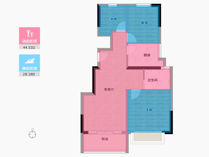 浙江省-宁波市-美的海畔云城-64.00-户型库-动静分区