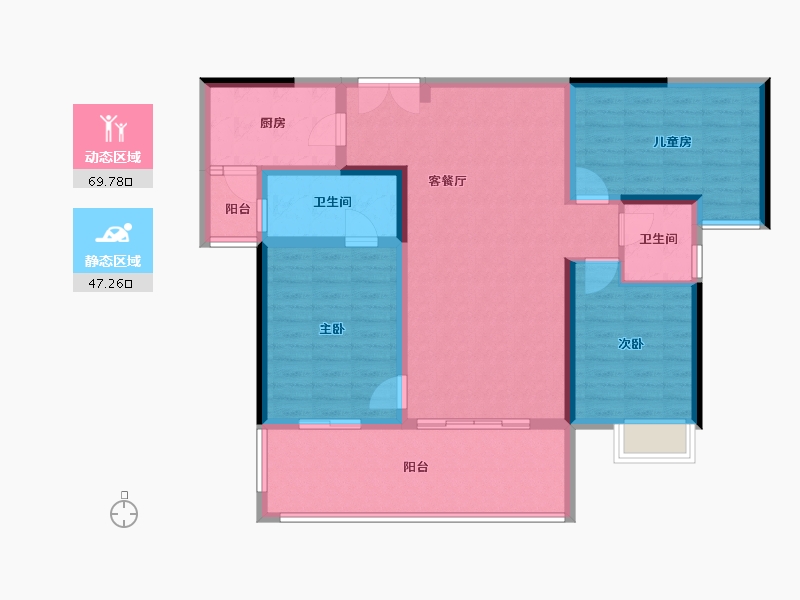 湖北省-宜昌市-宜昌中心紫宸府-104.80-户型库-动静分区