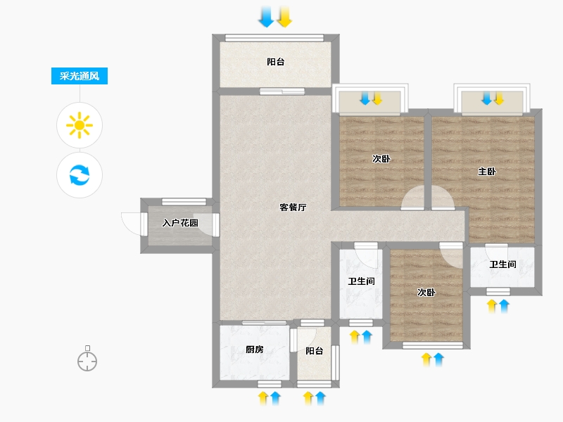 山东省-济南市-昌建·君悦府-86.17-户型库-采光通风