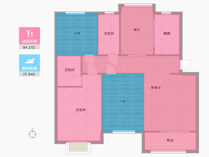 江苏省-苏州市-文溪花苑-100.83-户型库-动静分区