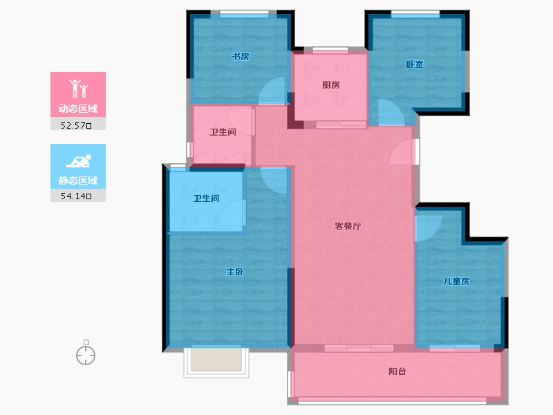 浙江省-宁波市-盛元·东江汇-96.00-户型库-动静分区