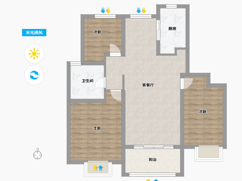 江苏省-苏州市-荣富里-78.40-户型库-采光通风