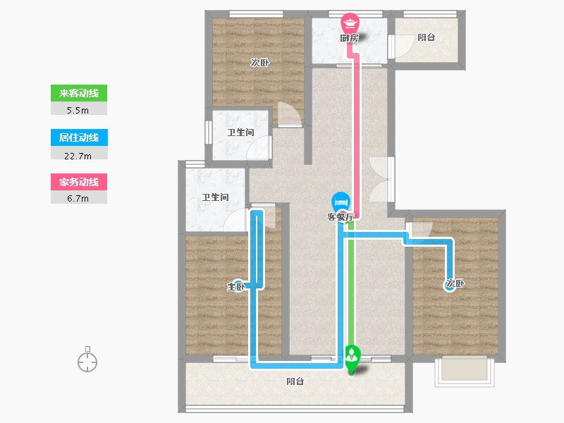 山西省-临汾市-中铁·富丽-105.30-户型库-动静线