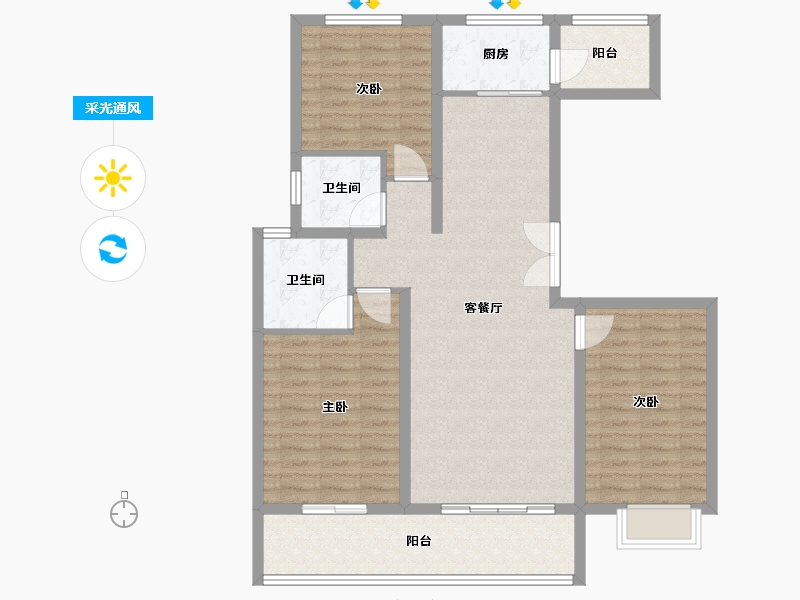 山西省-临汾市-中铁·富丽-105.30-户型库-采光通风