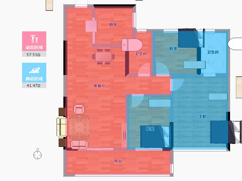 江苏省-南京市-长江悦府-87.99-户型库-动静分区