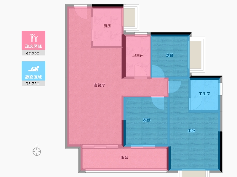 广东省-东莞市-华侨城云瑞府-72.07-户型库-动静分区