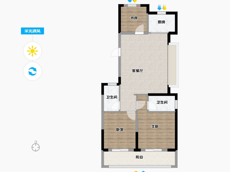 浙江省-宁波市-慧澜学府-88.00-户型库-采光通风