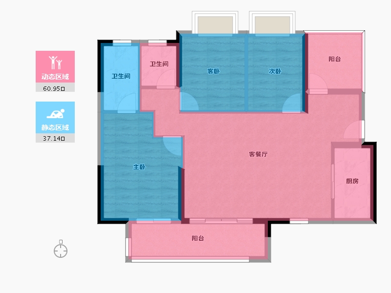 广东省-惠州市-海伦堡臻悦府-88.80-户型库-动静分区