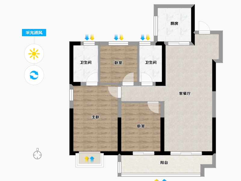 浙江省-宁波市-绿城·春风晴翠-84.21-户型库-采光通风