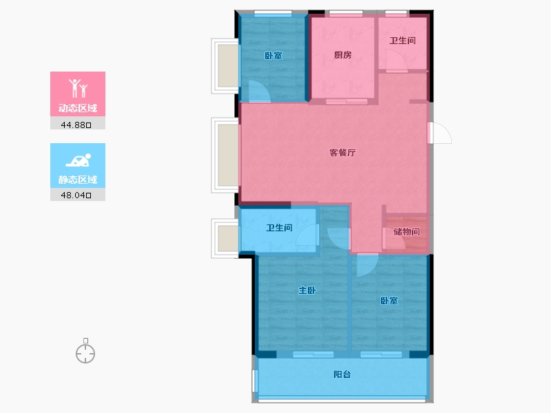 浙江省-宁波市-绿城·春风晴翠-83.55-户型库-动静分区