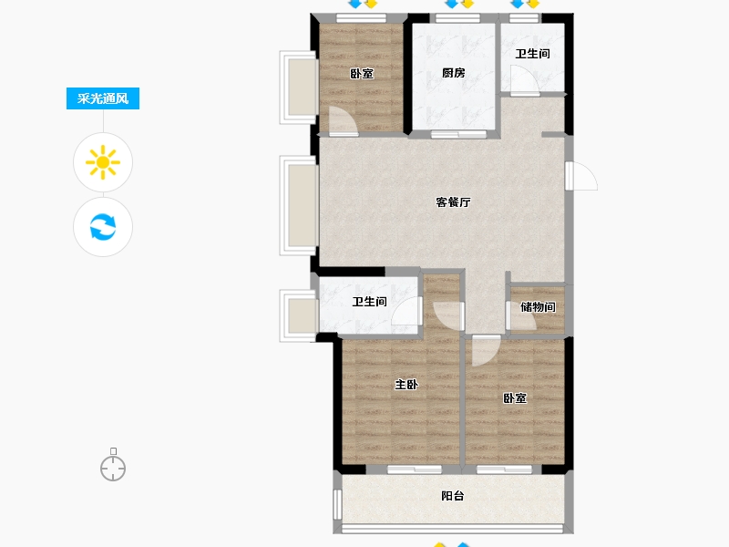 浙江省-宁波市-绿城·春风晴翠-83.55-户型库-采光通风