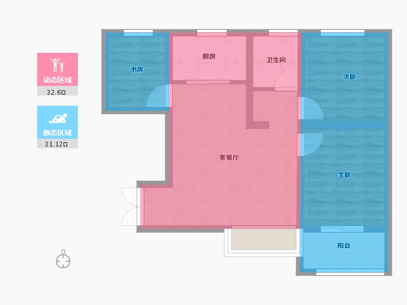 甘肃省-庆阳市-凤凰颐境-55.83-户型库-动静分区