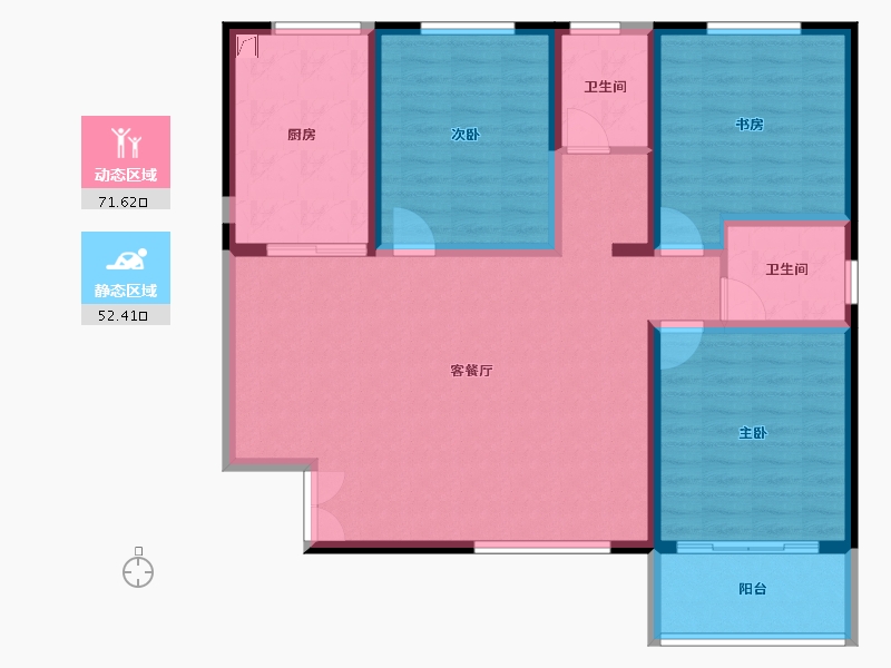 陕西省-咸阳市-秦建·东城丽景-111.81-户型库-动静分区