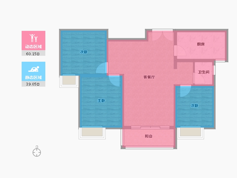 陕西省-宝鸡市-冠宇·锦和佳苑-89.15-户型库-动静分区