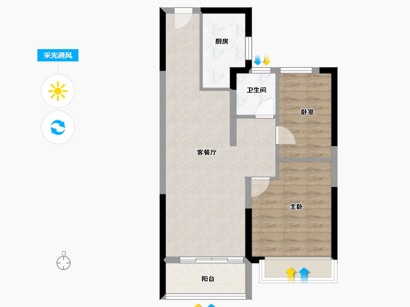 浙江省-宁波市-美的海畔云城-62.40-户型库-采光通风