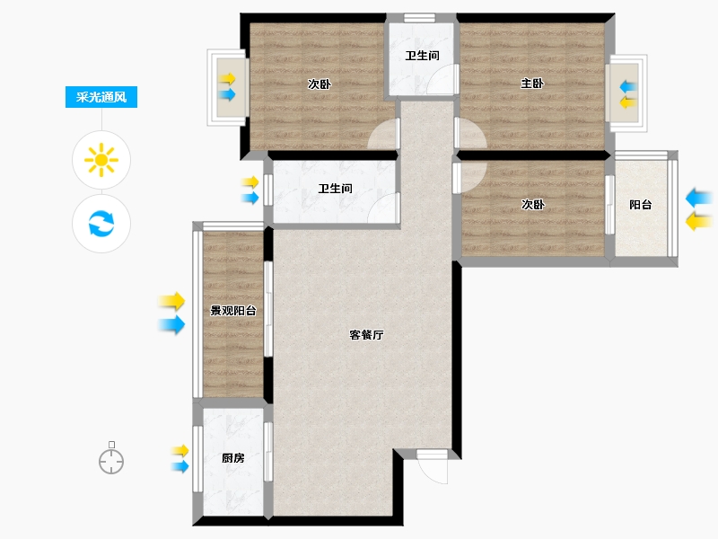 湖北省-十堰市-润扬华府-92.42-户型库-采光通风