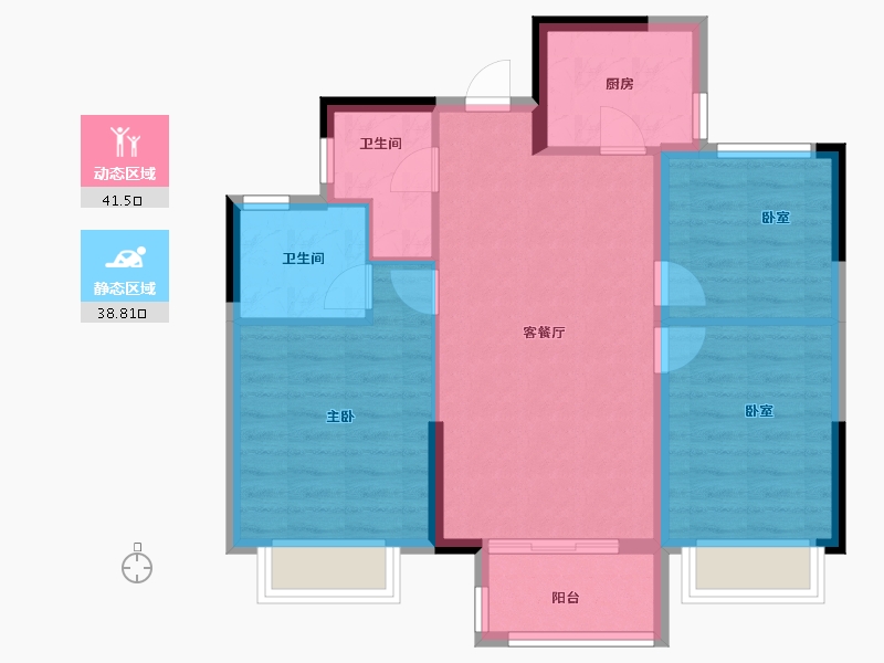 浙江省-宁波市-美的海畔云城-72.00-户型库-动静分区