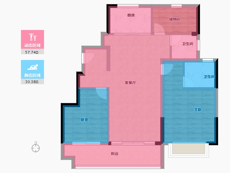 浙江省-宁波市-美的海畔云城-79.20-户型库-动静分区