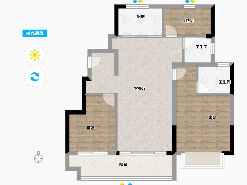 浙江省-宁波市-美的海畔云城-79.20-户型库-采光通风