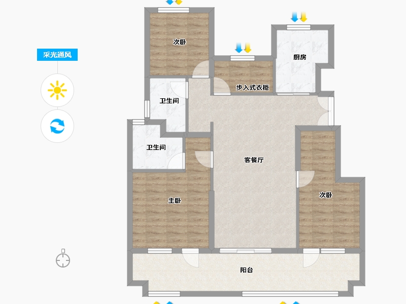 河北省-保定市-中冶未来城-105.81-户型库-采光通风