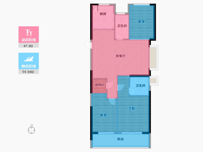 浙江省-宁波市-绿城·通山未来社区-95.35-户型库-动静分区